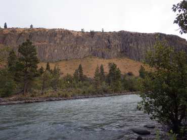 Basalt columns overlooking the Naches River as seen from our camp.