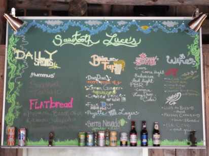 Sawtooth Sally's menu board in Stanley, ID.